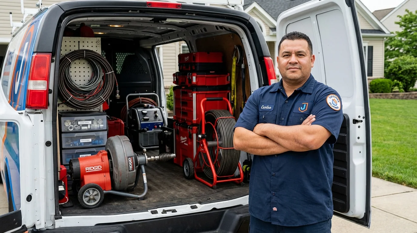 Professional drain cleaning equipment and Johns Plumbing LLC plumber in Kountze
