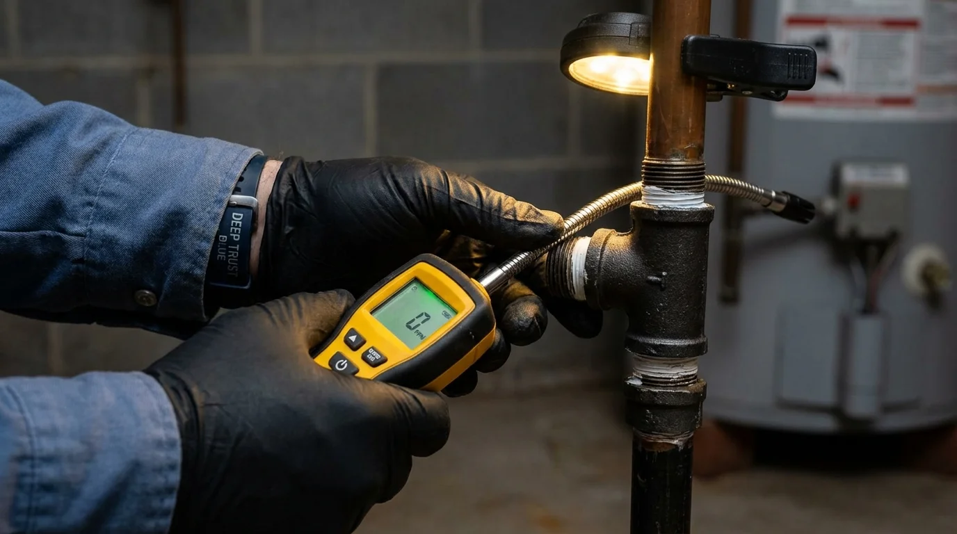 Gas leak detection with electronic sniffer by Johns Plumbing LLC in Kountze